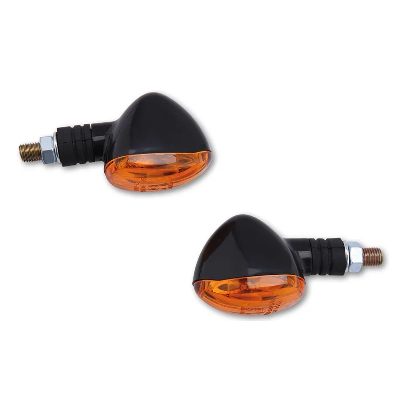 Blinker Paar Highsider Little Duke, Schwarz, Gelb, M10, E-geprüft, 12V/10W