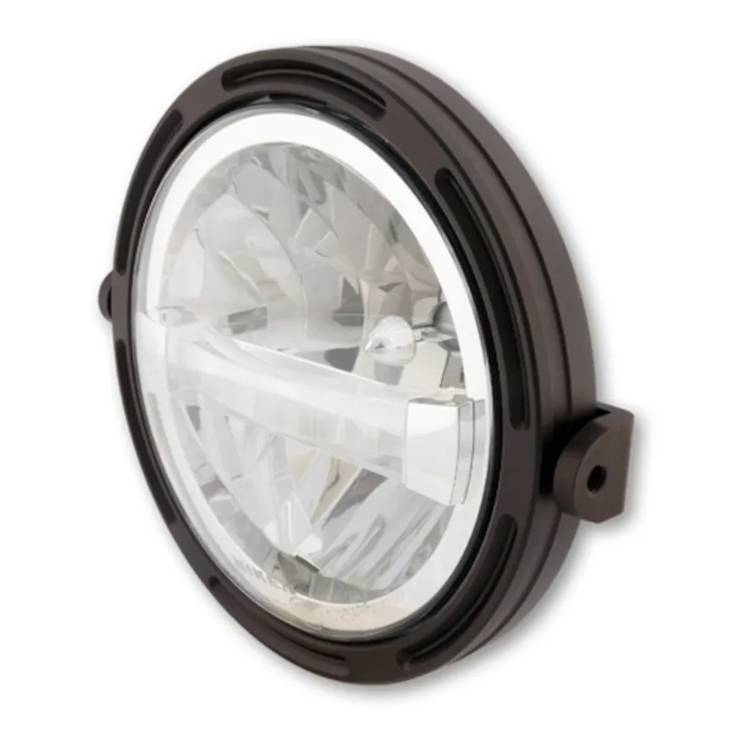 LED-Scheinwerfer 7 Zoll Highsider Frame-R1 Typ 4 schwarz, Seitlich, E-geprüft
