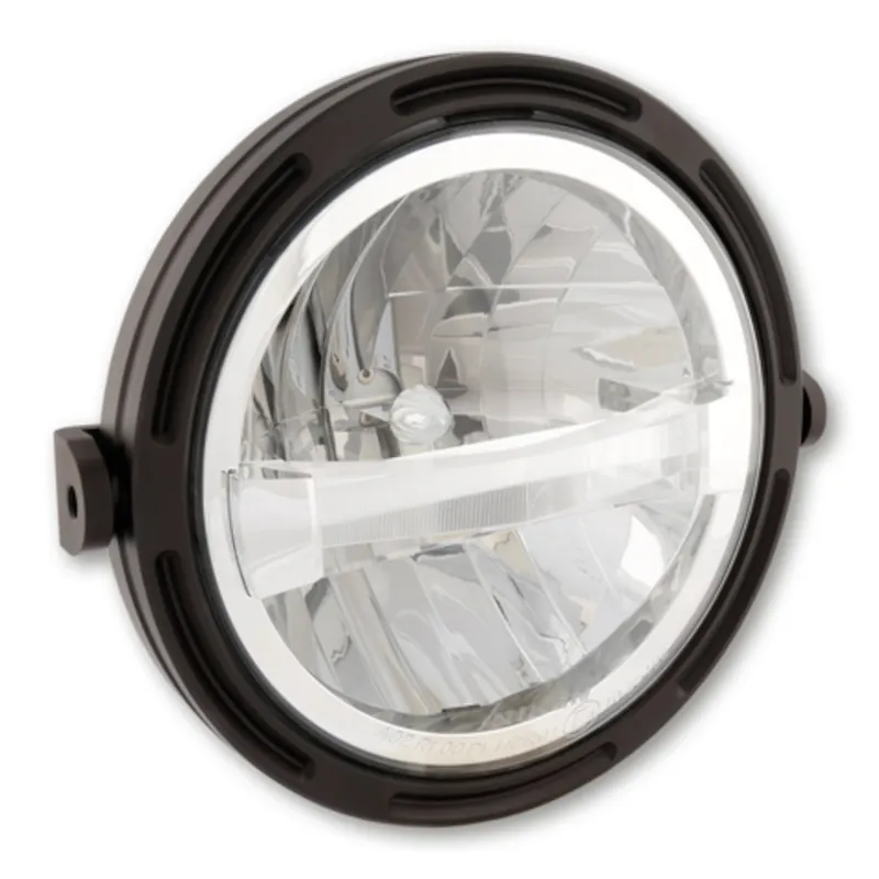 LED-Scheinwerfer 7 Zoll Highsider Frame-R1 Typ 4 schwarz, Seitlich, E-geprüft