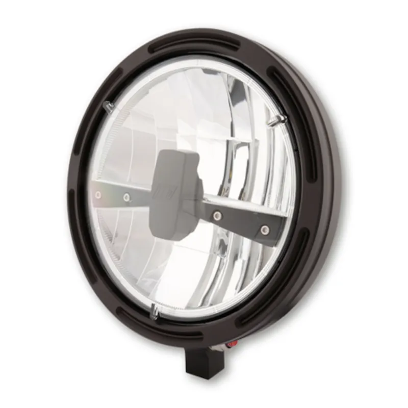 LED-Scheinwerfer 7 Zoll Highsider Frame-R1 Typ 3 schwarz, Unten, E-geprüft