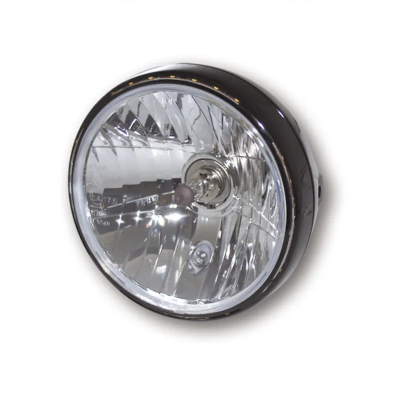 Scheinwerfer 7 Zoll Reno 2 H4 schwarz, LED-Ring, Seitlich, Klar, E-geprüft
