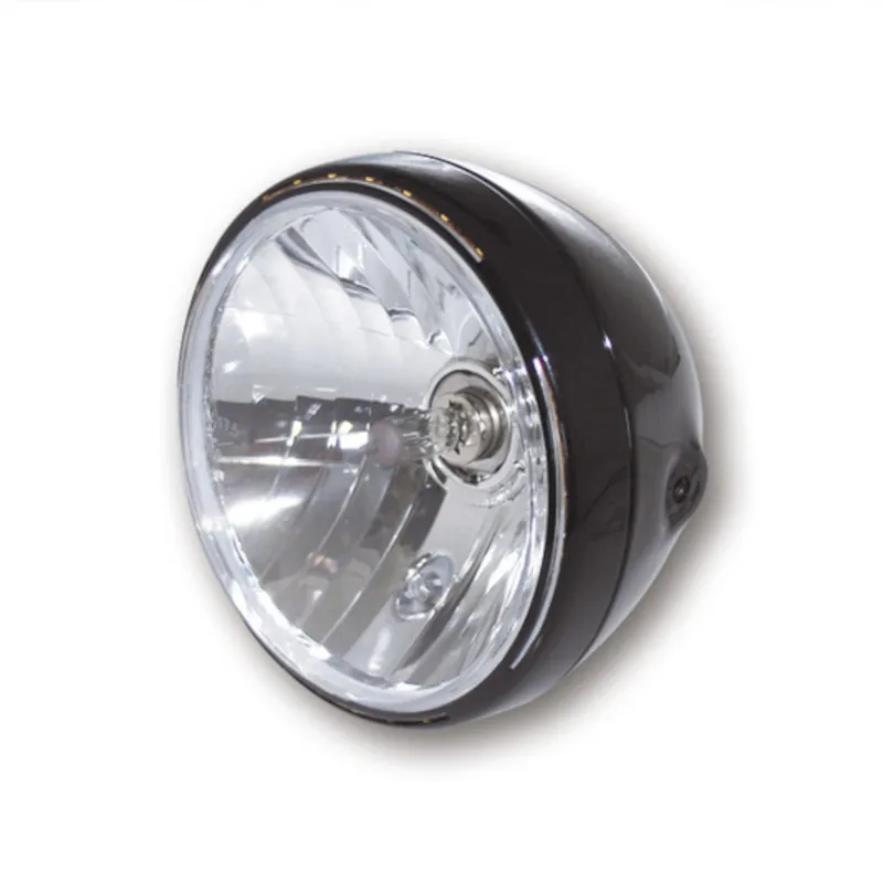 Scheinwerfer 7 Zoll Reno 2 H4 schwarz, LED-Ring, Seitlich, Klar, E-geprüft