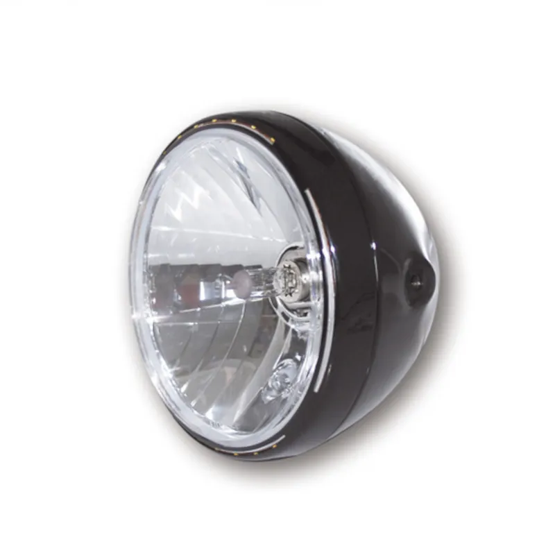 Scheinwerfer 7 Zoll Reno 2 H4 schwarz, LED-Ring, Seitlich, Klar, E-geprüft