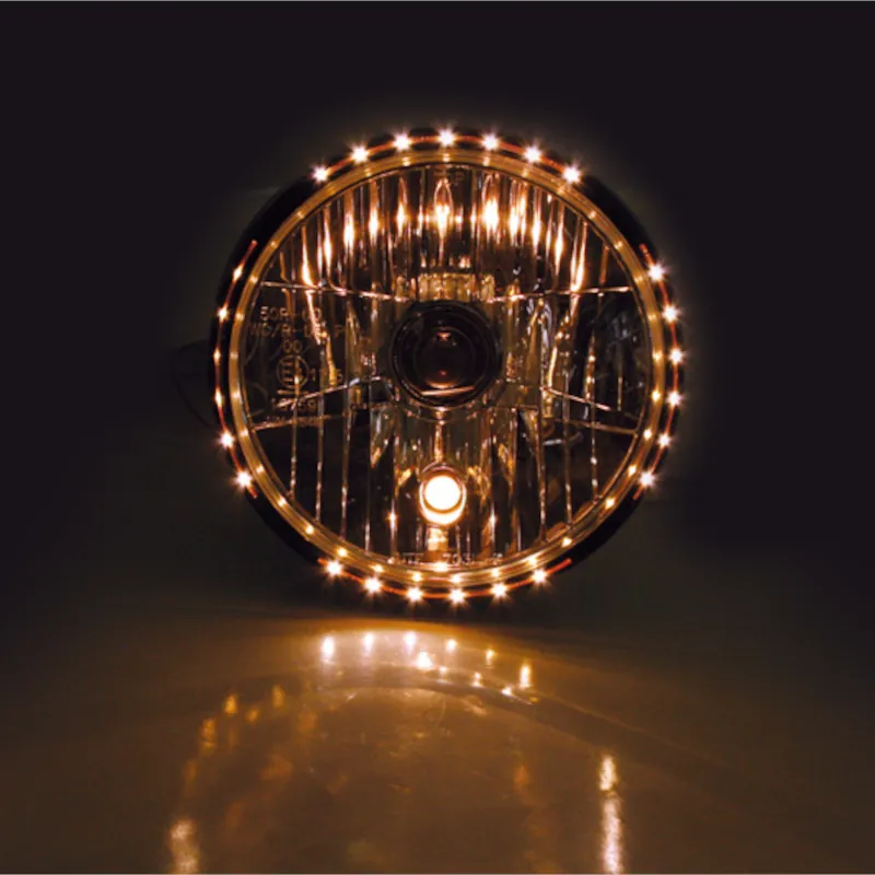 Scheinwerfer 7 Zoll Reno 2 H4 schwarz, LED-Ring, Seitlich, Klar, E-geprüft