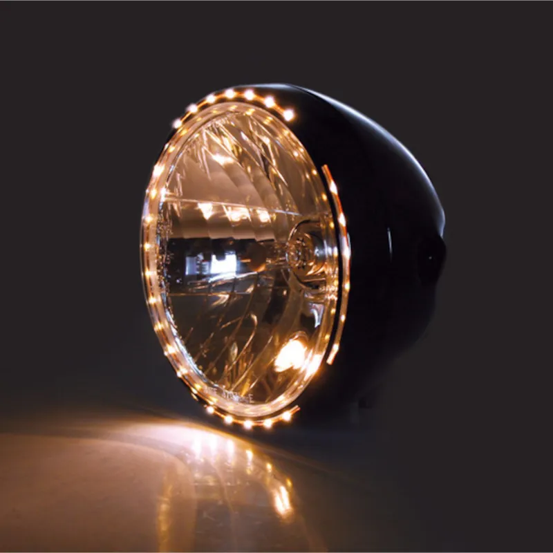 Scheinwerfer 7 Zoll Reno 2 H4 schwarz, LED-Ring, Seitlich, Klar, E-geprüft