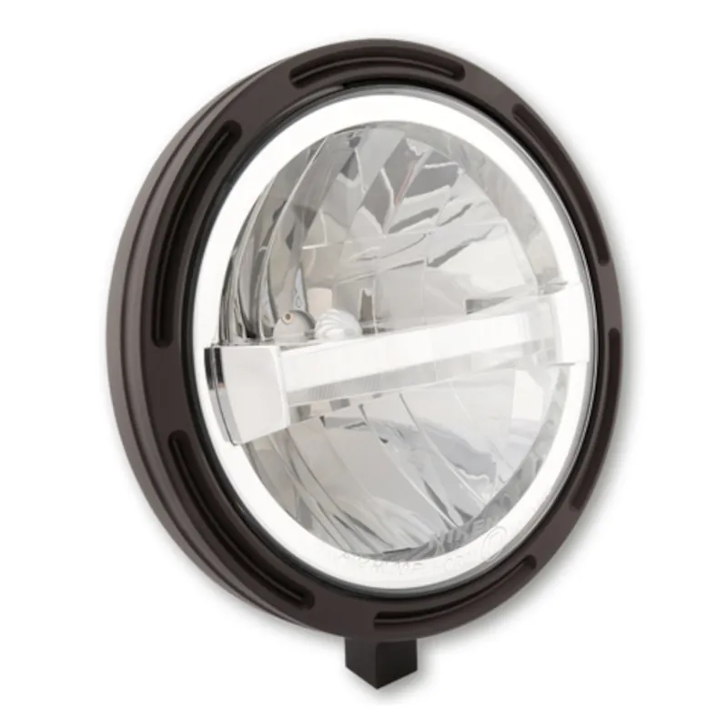 LED-Scheinwerfer 7 Zoll Highsider Frame-R1 Typ 4 schwarz, Unten, E-geprüft