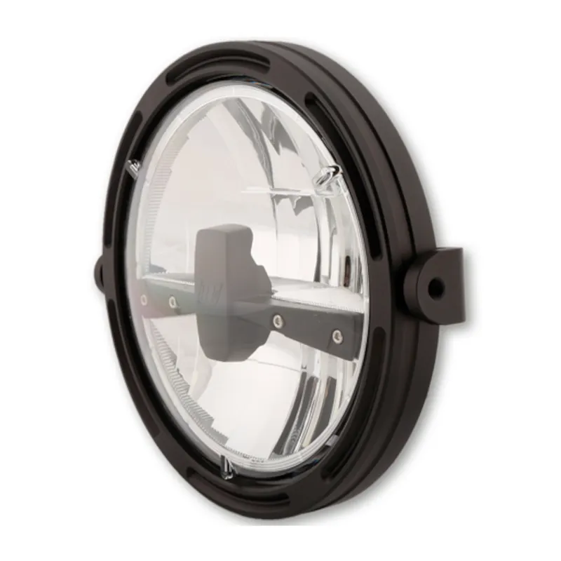 LED-Scheinwerfer 7 Zoll Highsider Frame-R1 Typ 3 schwarz, Seitlich, E-geprüft