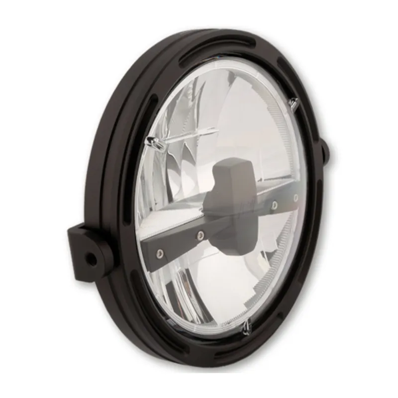 LED-Scheinwerfer 7 Zoll Highsider Frame-R1 Typ 3 schwarz, Seitlich, E-geprüft