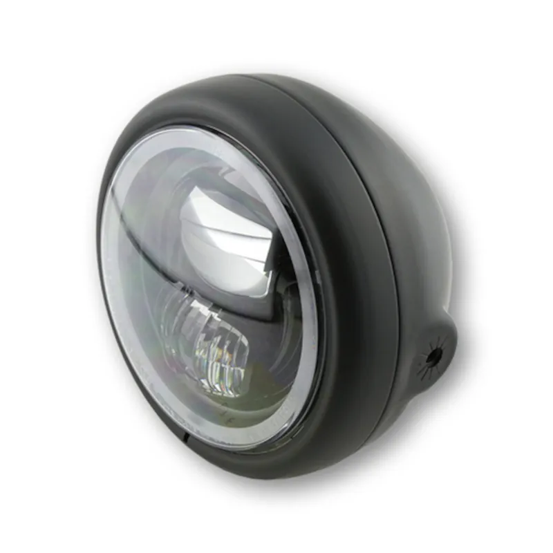 LED-Scheinwerfer 5 3/4 Zoll Highsider Pecos Typ 7 schwarz, Seitlich, E-geprüft