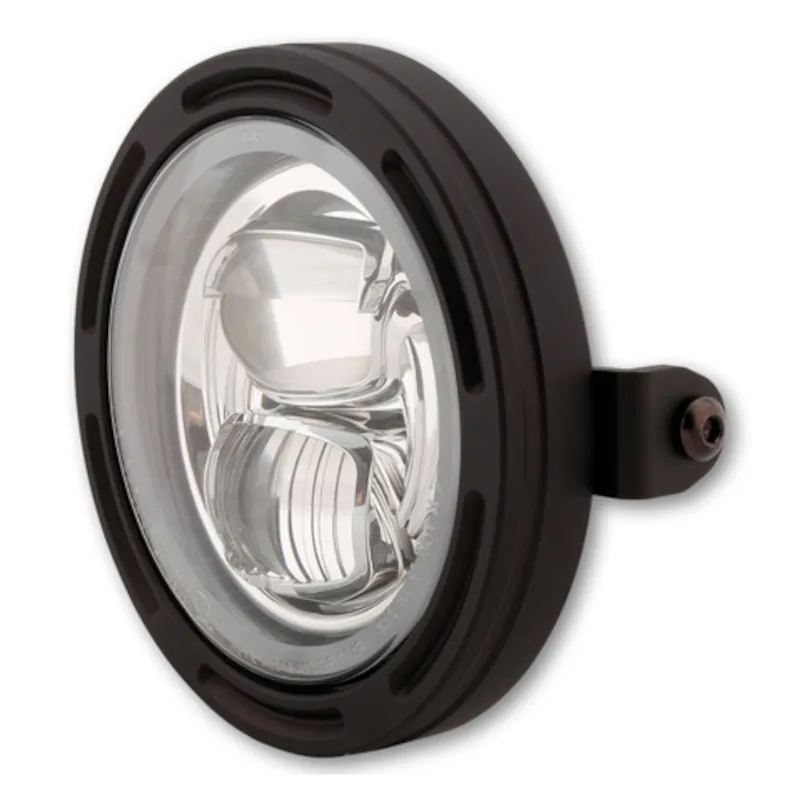 LED-Scheinwerfer 5 3/4 Zoll Highsider Frame-R2 Typ 7 schwarz Seitlich E-geprüft