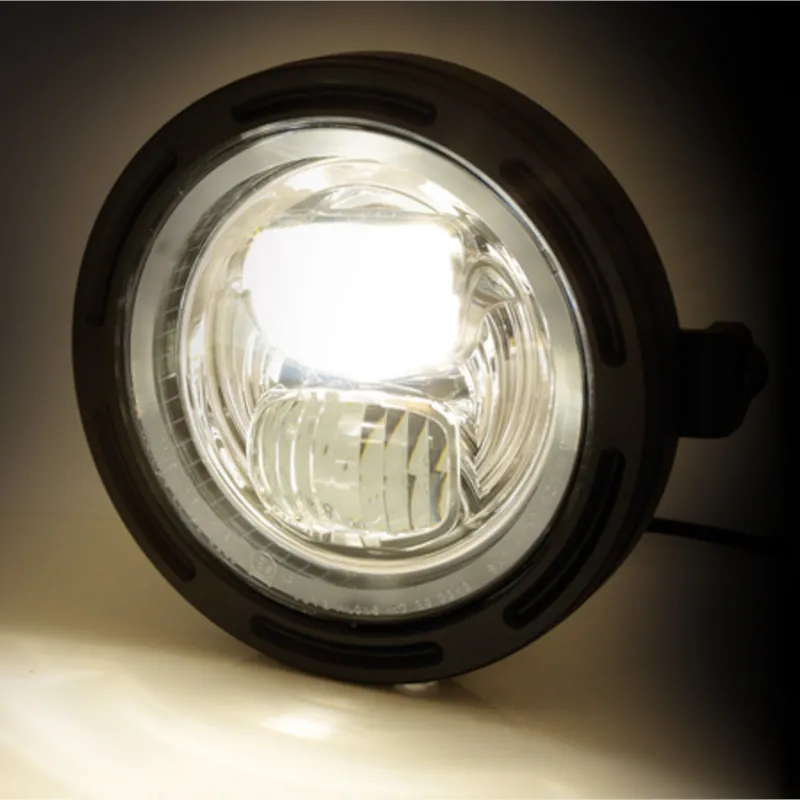 LED-Scheinwerfer 5 3/4 Zoll Highsider Frame-R2 Typ 7 schwarz Seitlich E-geprüft