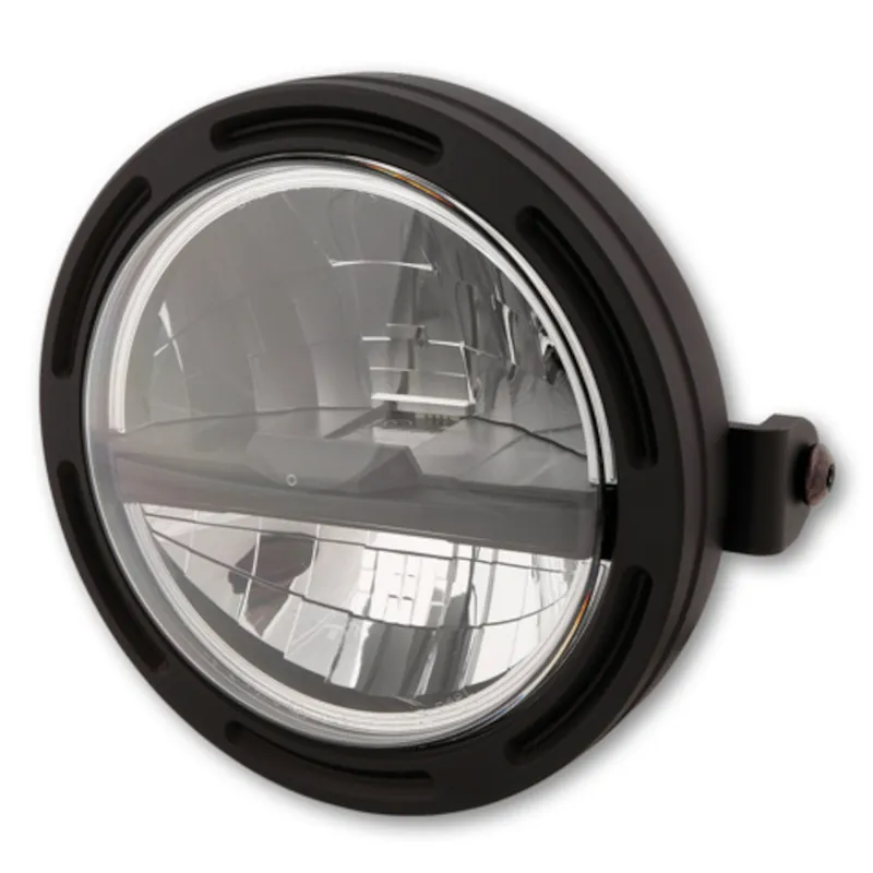 LED-Scheinwerfer 5 3/4 Zoll Highsider Frame-R2 Typ 5 schwarz Seitlich E-geprüft