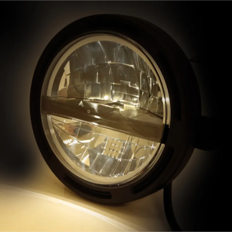 LED-Scheinwerfer 5 3/4 Zoll Highsider Frame-R2 Typ 5 schwarz Seitlich E-geprüft
