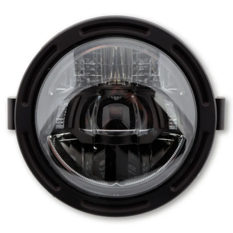 LED-Scheinwerfer 5 3/4 Zoll Highsider Frame-R2 Typ 10 schwarz Seitlich E-geprüft