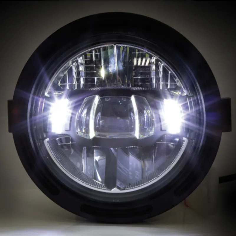 LED-Scheinwerfer 5 3/4 Zoll Highsider Frame-R2 Typ 10 schwarz Seitlich E-geprüft