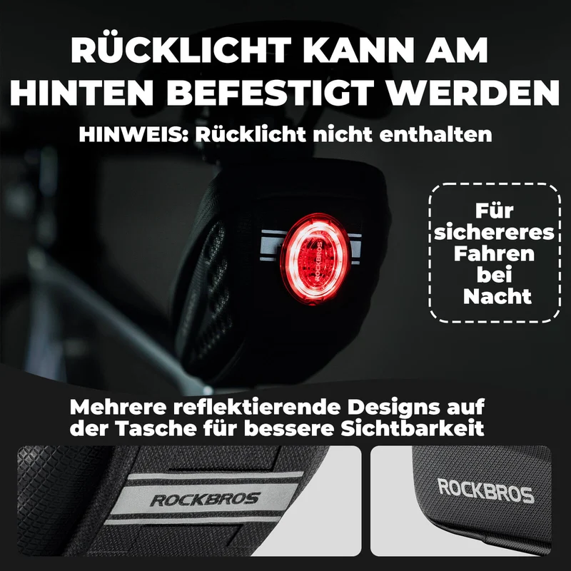 ROCKBROS Fahrrad Satteltasche mit Schutzblech Wasserabweisend 1,3L/0.8L