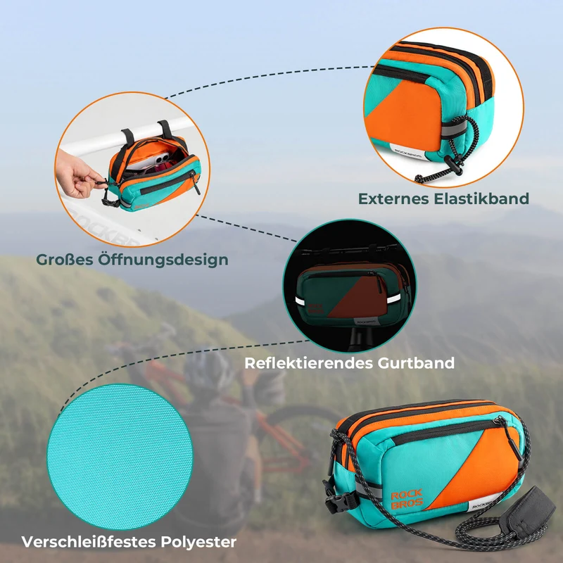 ROCKBROS Fahrrad Lenkertasche Fahrradtasche mit Schultergurt 2,5L Umhängetasche