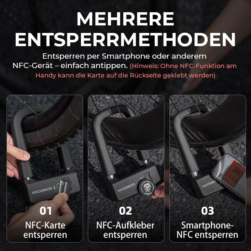 Intelligentes NFC Fahrradschloss Wasserdicht