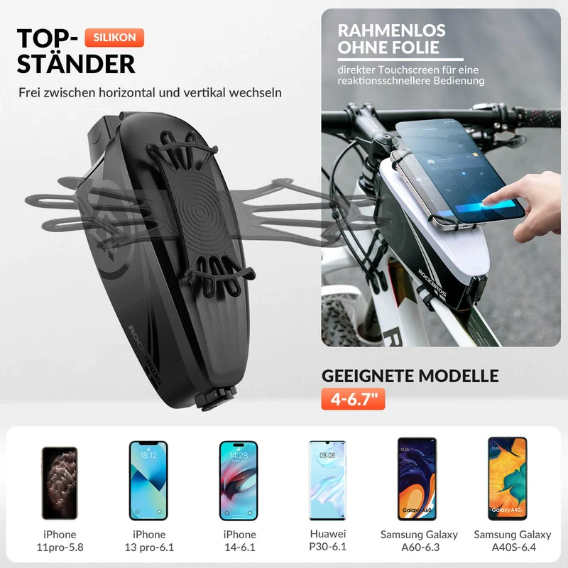 ROCKBROS Fahrrad Rahmentasche Oberrohrtasche mit Regenschutz