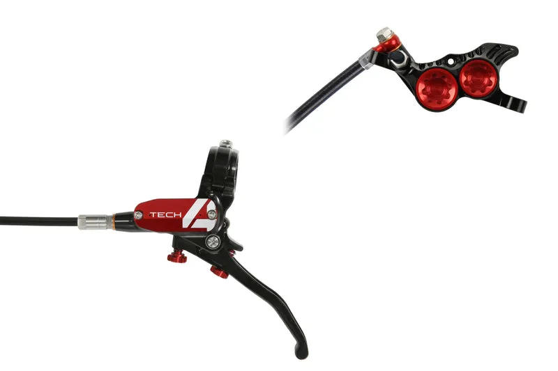 Hope Tech 4 V4 No Rotor Black/Red Rear Hydraulic Disc Bike Brake Calliper & Lever