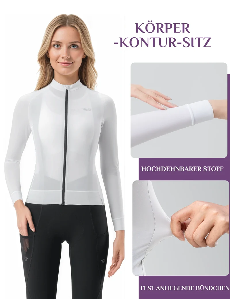 ROCKBROS TVI Damen Langarm-Radtrikot Fahrrad Jersey für MTB & Rennrad