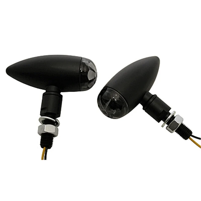 LED-Blinker Paar Highsider Micro-Bullet schwarz, Getönt, M10, E-geprüft, 12V/1W