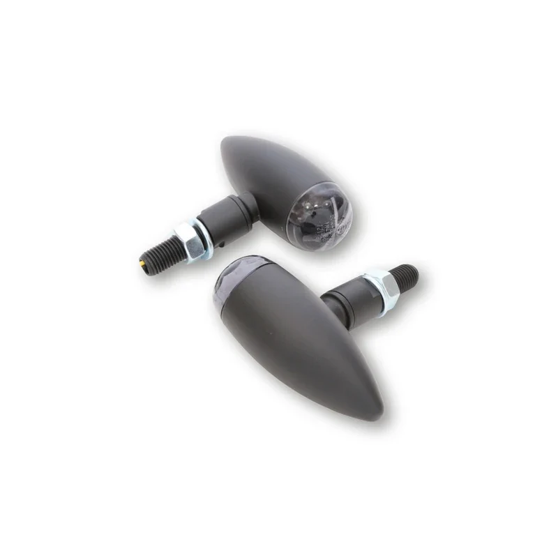 LED-Blinker Paar Highsider Micro-Bullet schwarz, Getönt, M10, E-geprüft, 12V/1W