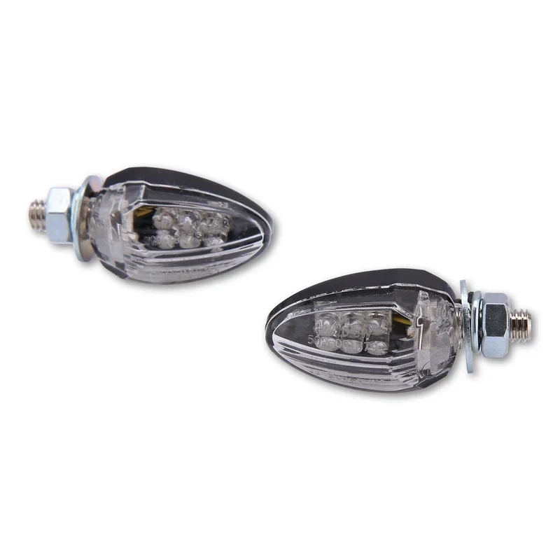 LED-Blinker Paar Highsider Smart Drop schwarz, Klar, M6, E-geprüft, 12V/0,6W