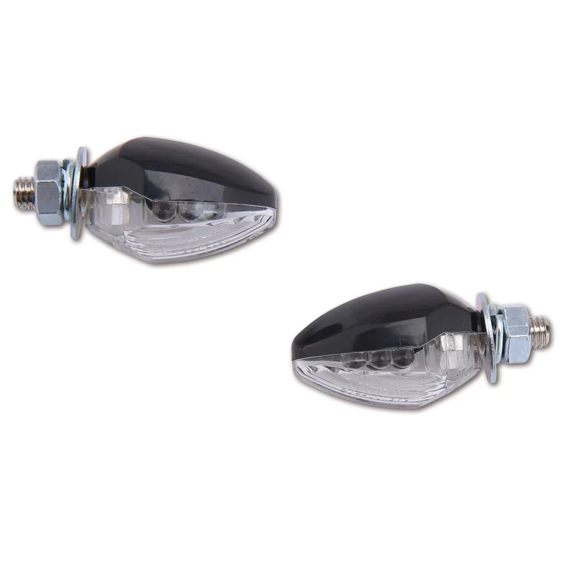 LED-Blinker Paar Highsider Smart Drop schwarz, Klar, M6, E-geprüft, 12V/0,6W