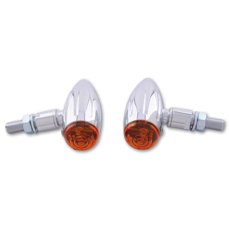 Blinker Paar Highsider Micro-Bullet, Chrom, Gelb, M10, E-geprüft, 12V/21W