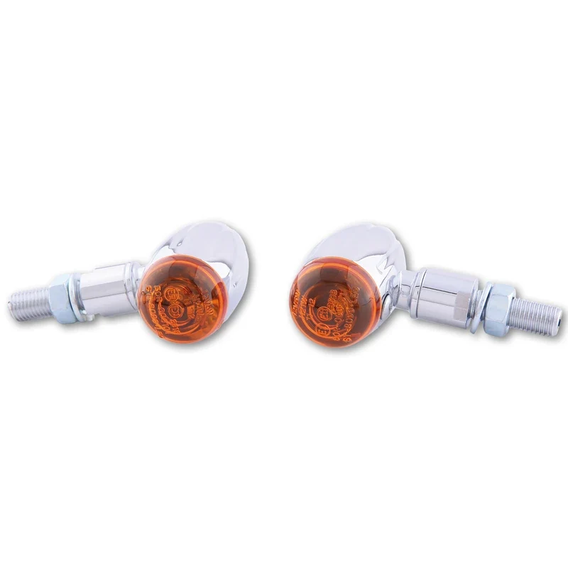 Blinker Paar Highsider Micro-Bullet, Chrom, Gelb, M10, E-geprüft, 12V/21W