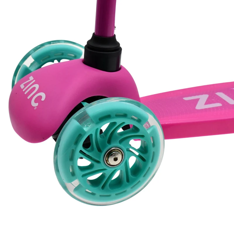Zinc 3 Wheeled Sparkle Light Up Stunt Scooter Pink/Aqua