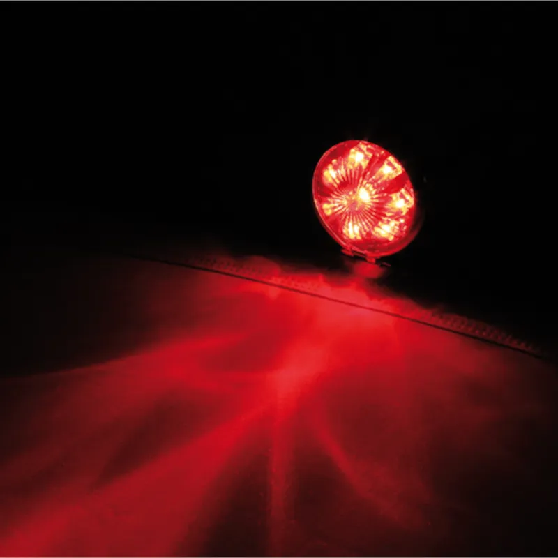LED-Rücklicht Bates-Style schwarz, Chromring, Rot, Ø 57 mm, E-geprüft, 12V/0,3W