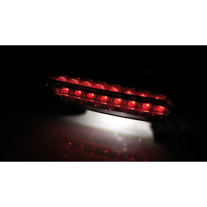 LED-Rücklicht Boston schwarz, Getönt, 110x27 mm, mit KZL, E-geprüft, 12V/1,1W