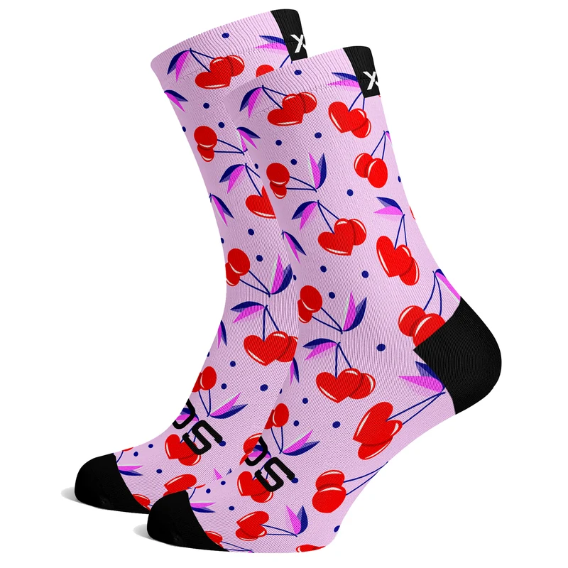 Sox Footwear Cherry Pink Bright & Fun Premium Crew Socks