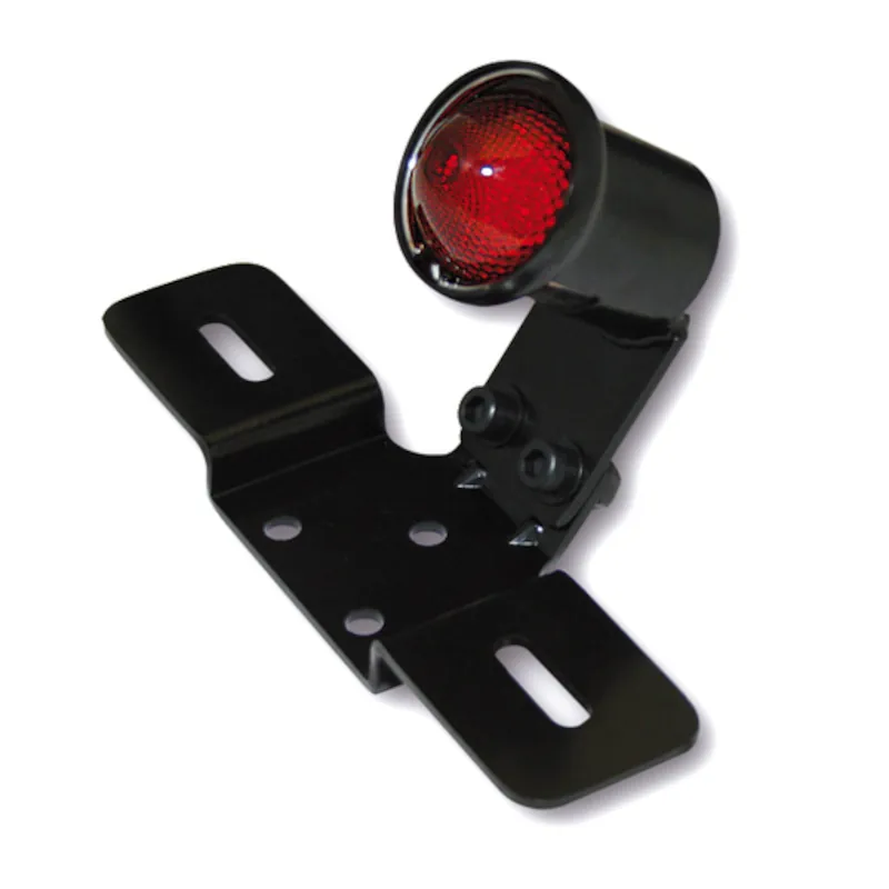 Rücklicht mit Kennzeichenhalter Old School 3 schwarz, Rot, mit KZL, E-geprüft