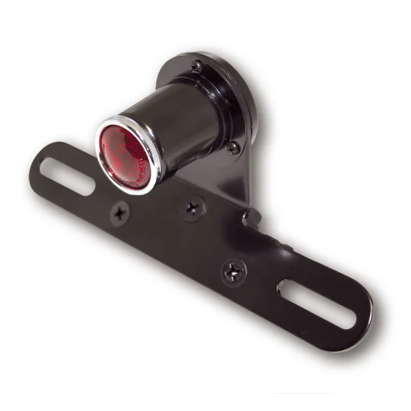 Rücklicht mit Kennzeichenhalter Old School 5 schwarz, Rot, mit KZL, E-geprüft