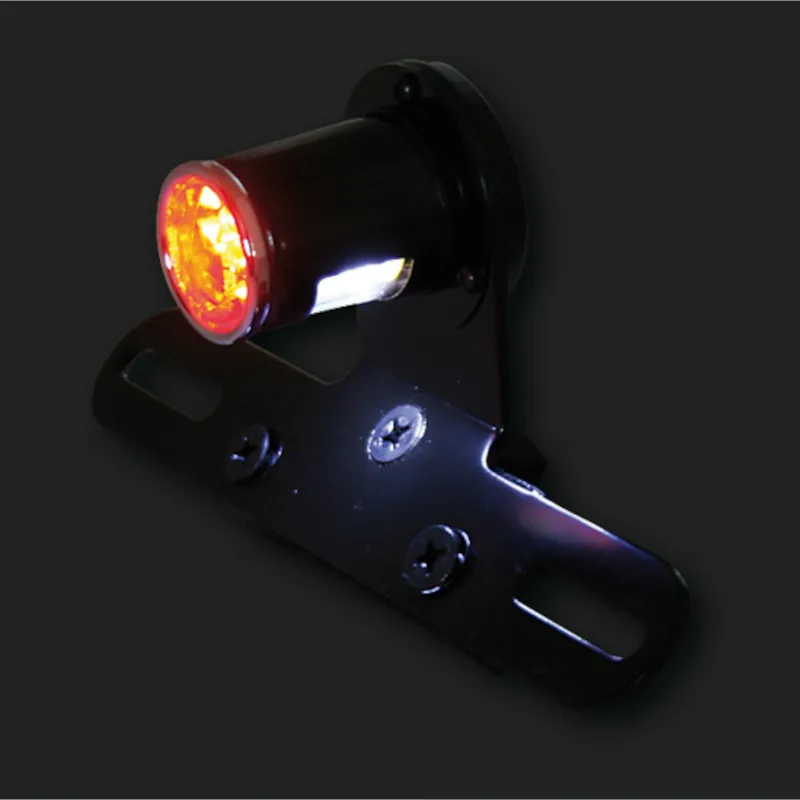 Rücklicht mit Kennzeichenhalter Old School 5 schwarz, Rot, mit KZL, E-geprüft