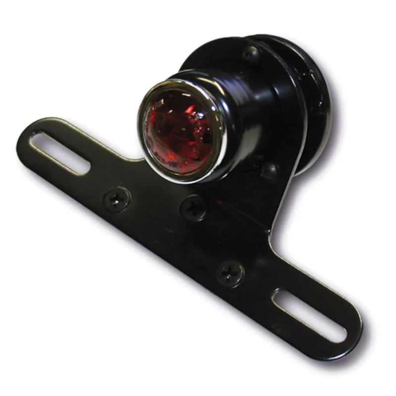 Rücklicht mit Kennzeichenhalter Old School 4 schwarz, Rot, mit KZL, E-geprüft