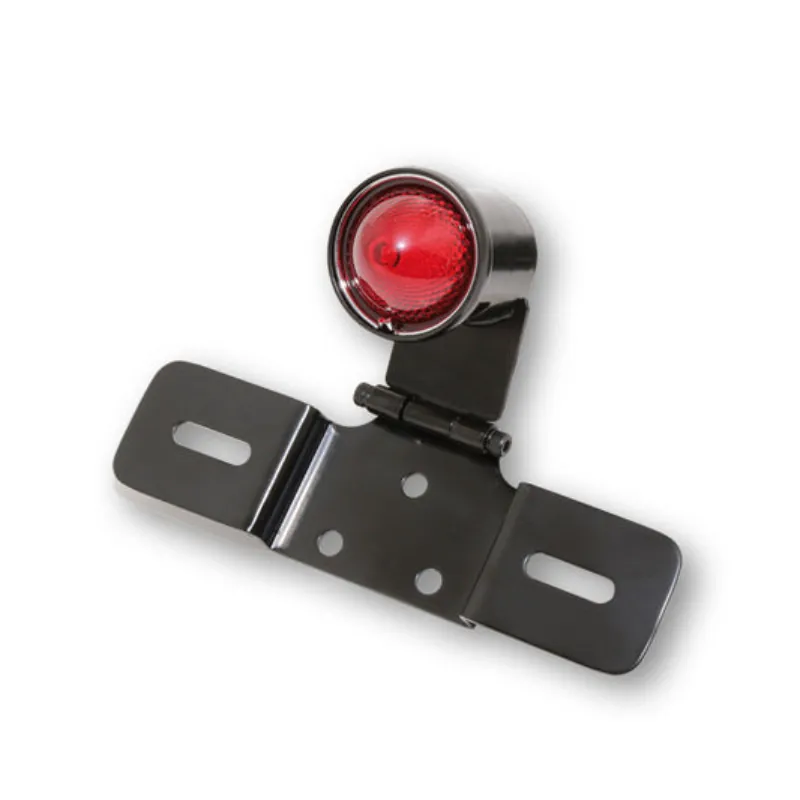 Rücklicht mit Kennzeichenhalter Old School 6 schwarz, Rot, mit KZL, E-geprüft
