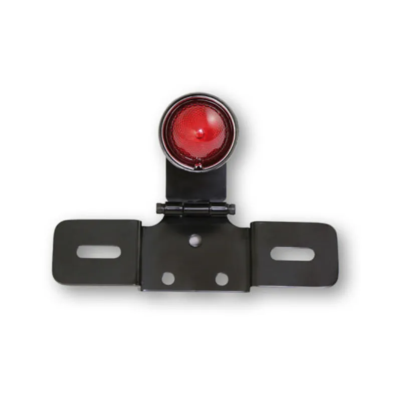 Rücklicht mit Kennzeichenhalter Old School 6 schwarz, Rot, mit KZL, E-geprüft