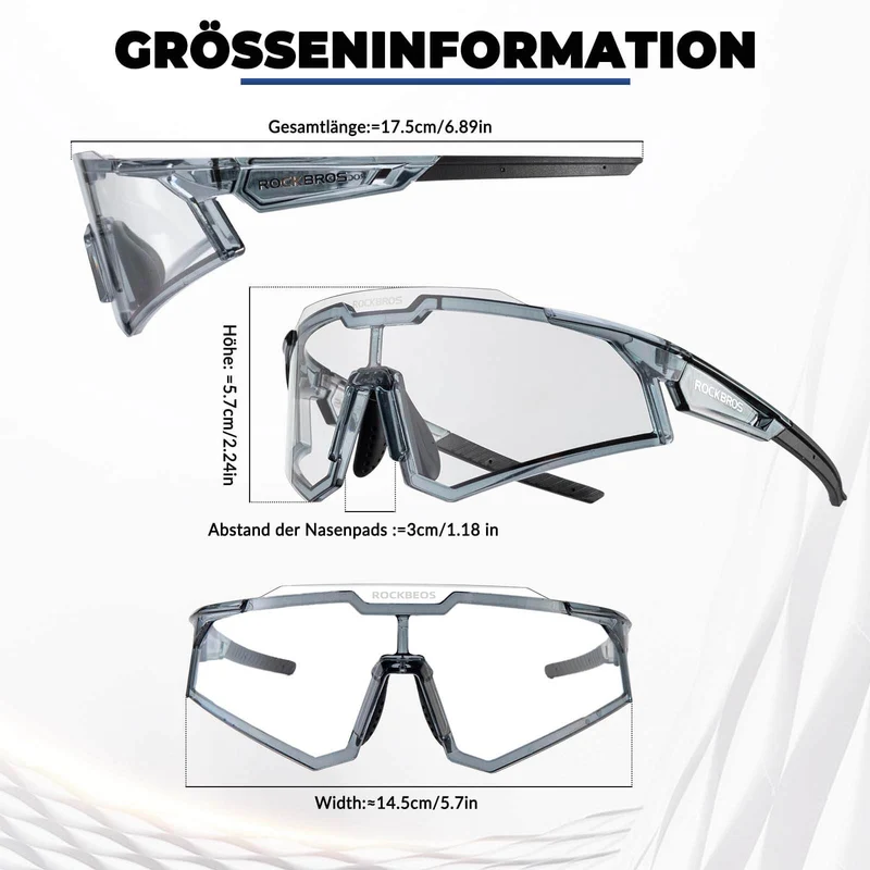 ROCKBROS Sonnenbrille Fahrradbrille Selbsttönend Outdoor UV400 Schutz