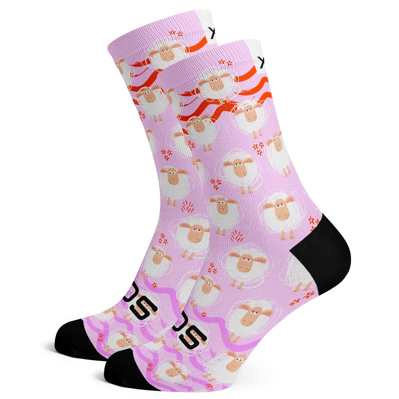 Sox Footwear Pink Sheep Animals Premium Crew Socks
