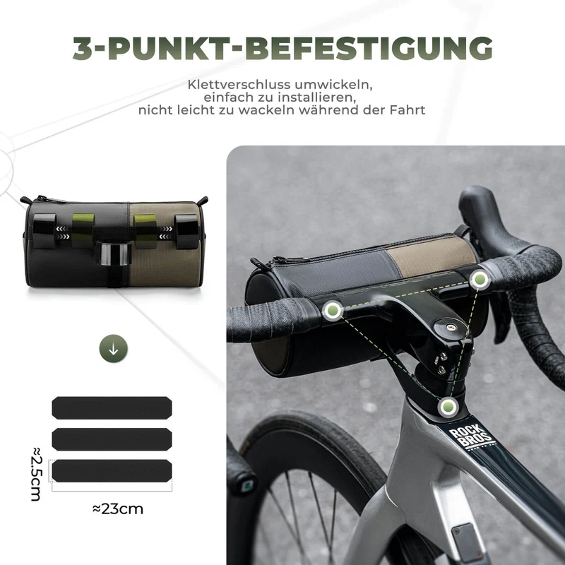 ROCKBROS Fahrradtasche Zylindrische Lenkertasche 1,7L mit Schultergurt