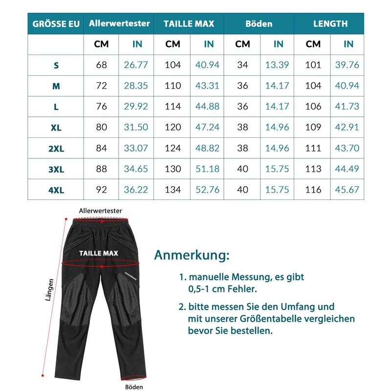 ROCKBROS Winter Radlerhose Herren Lange Fahrradhose Warm Fleece