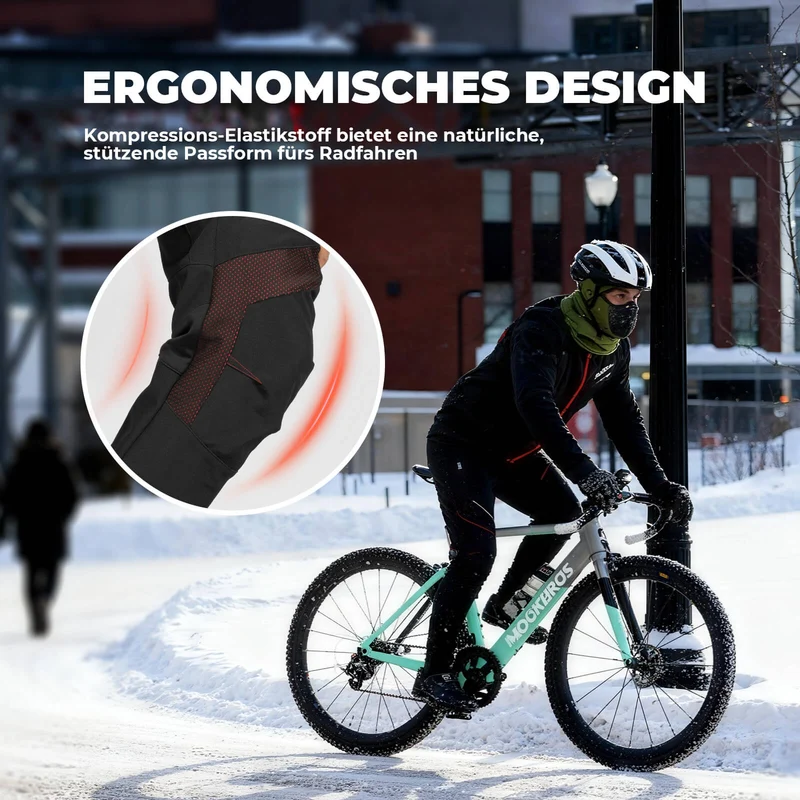 ROCKBROS Lange Fahrradhose Herren Winter Radhose Winddicht Warm