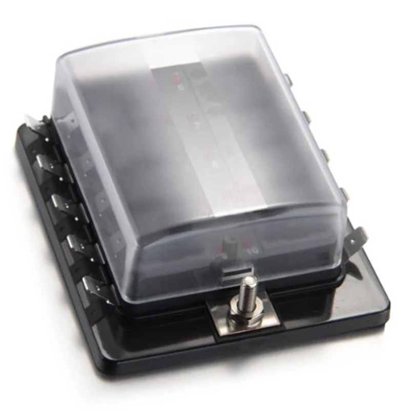 Standard-Flachsicherungskasten mit gemeinsamer Sammelschiene für LEDs / 6.3-mm-Flachsteckeranschluss