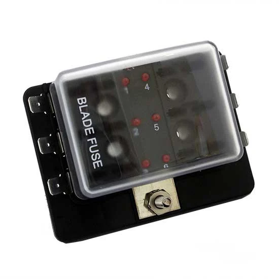 Standard-Flachsicherungskasten mit gemeinsamer Sammelschiene für LEDs / 6.3-mm-Flachsteckeranschluss