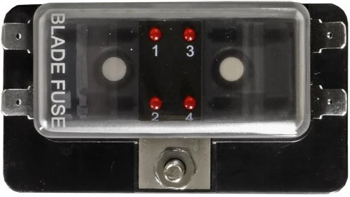 Standard-Flachsicherungskasten mit gemeinsamer Sammelschiene für LEDs / 6.3-mm-Flachsteckeranschluss
