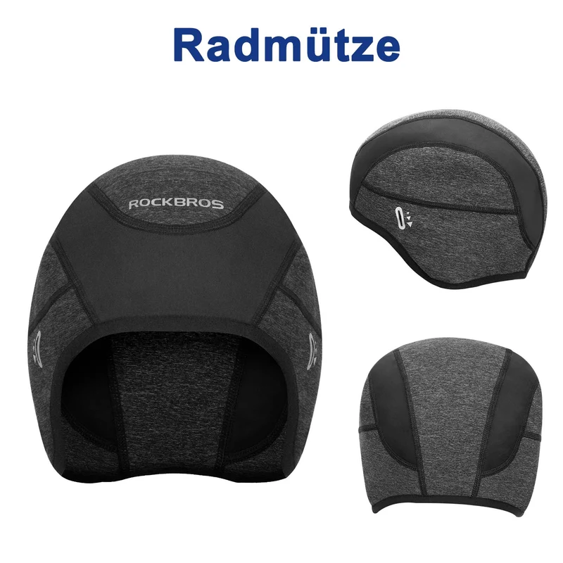 ROCKBROS Fahrrad Mütze Wintermütze mit Brille-Loch Winddicht Helmmütze